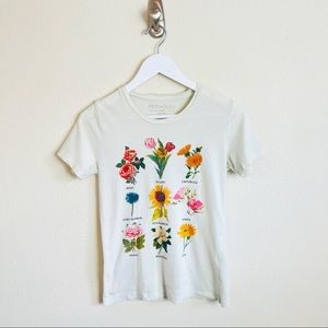 Cream Floral Flower T-Shirt Graphic Tee
